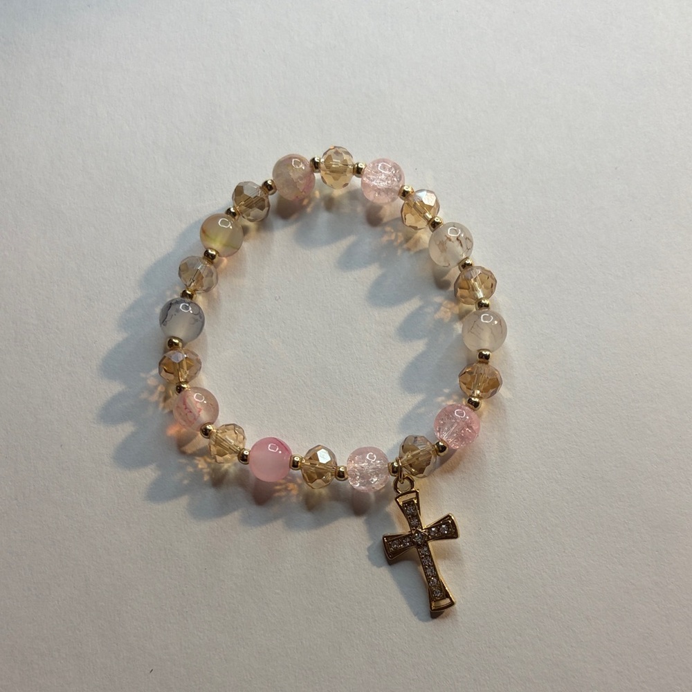 Beaded Bracelet with Cross Charm